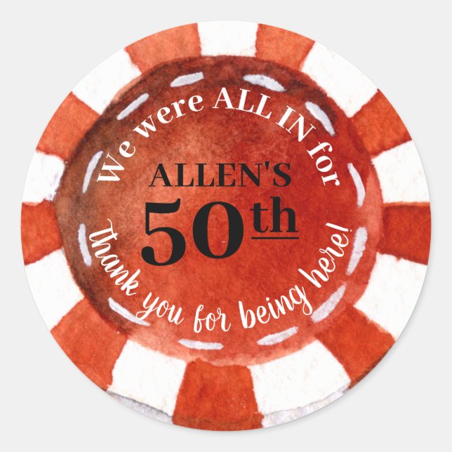 Birthday Poker Chip Thank You Classic Round Sticker (Front)