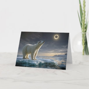 Birthday Polar Bear Looking at Solar Eclipse Card