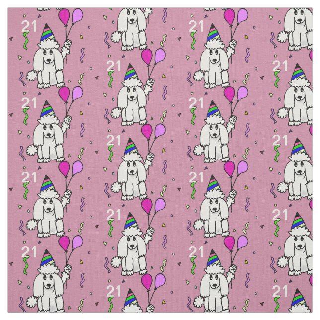 Birthday poodle dog personalized fabric (Swatch)