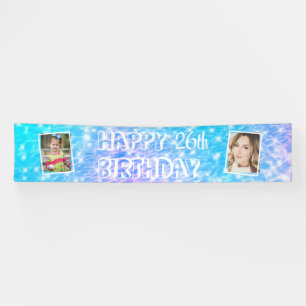 Birthday pool party beach party 2 custom photos banner