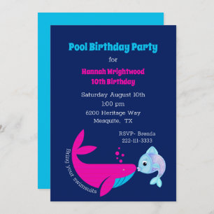 Birthday Pool Party Colourful  Invitation