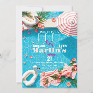 Birthday Pool Party invitation