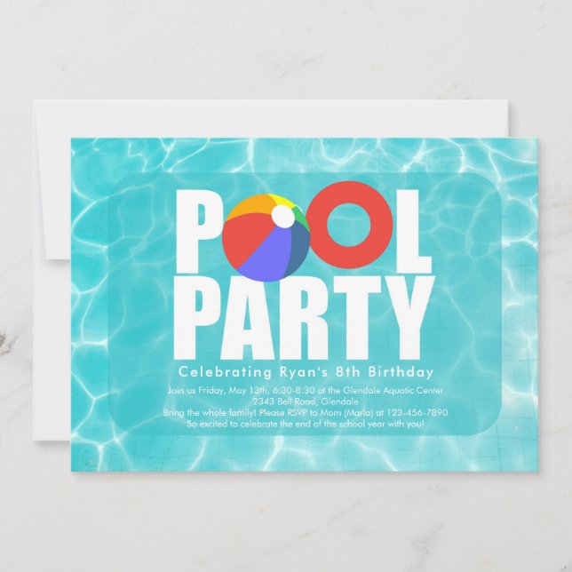 Birthday Pool Party Invitation (Front)