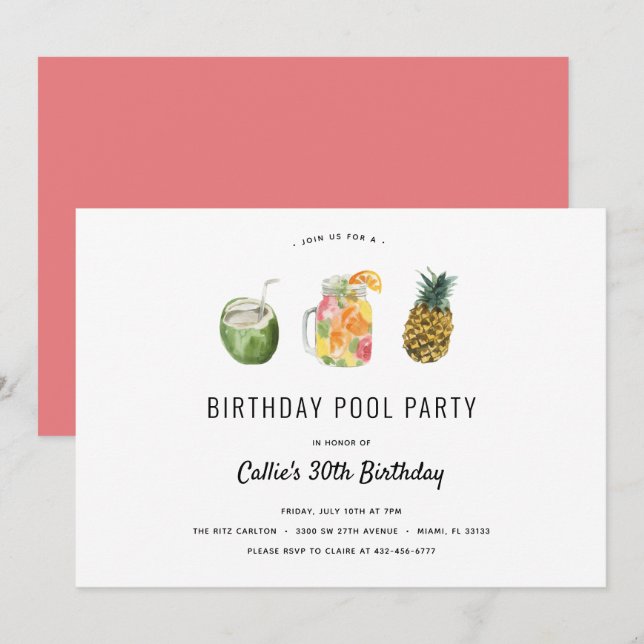 Birthday Pool Party Invitation (Front/Back)