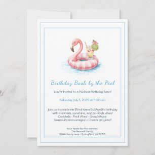 Birthday Pool Party Invitation with Cocktails 
