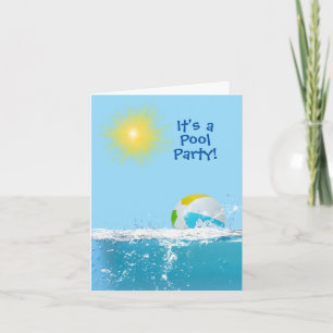 Birthday Pool Party with Beach Ball Invitation