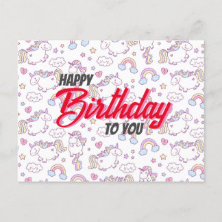 birthday postcard cute unicorn 