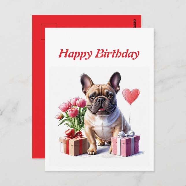 Birthday postcard French Bulldogs (Front/Back)