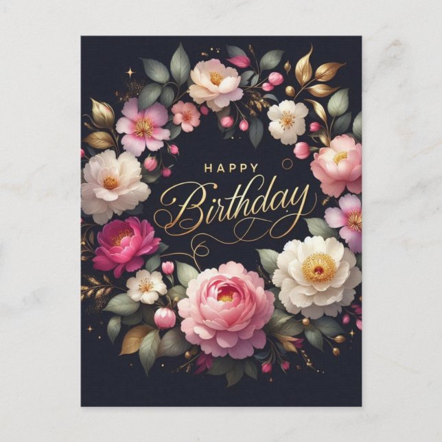  Birthday Postcard: Vibrant Floral Theme Postcard (Front)