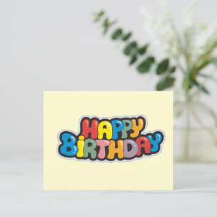 Birthday Postcard with Coloured Text