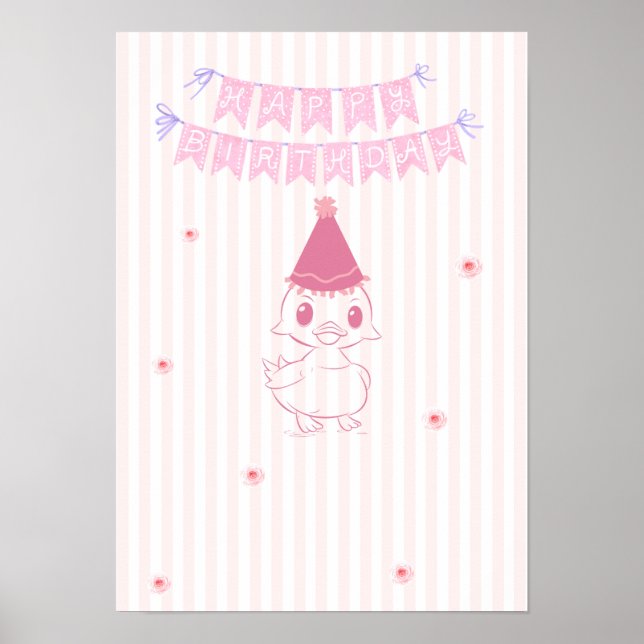 Birthday poster for baby girl (Devant)