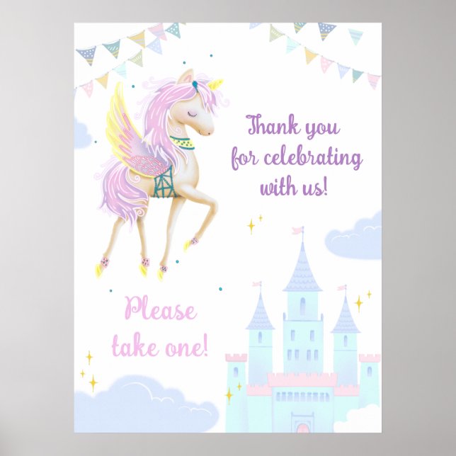 Birthday Poster with an adorable unicorn. (Front)