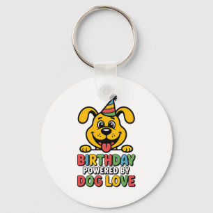 Birthday Powered by Dog Love Design Keychain