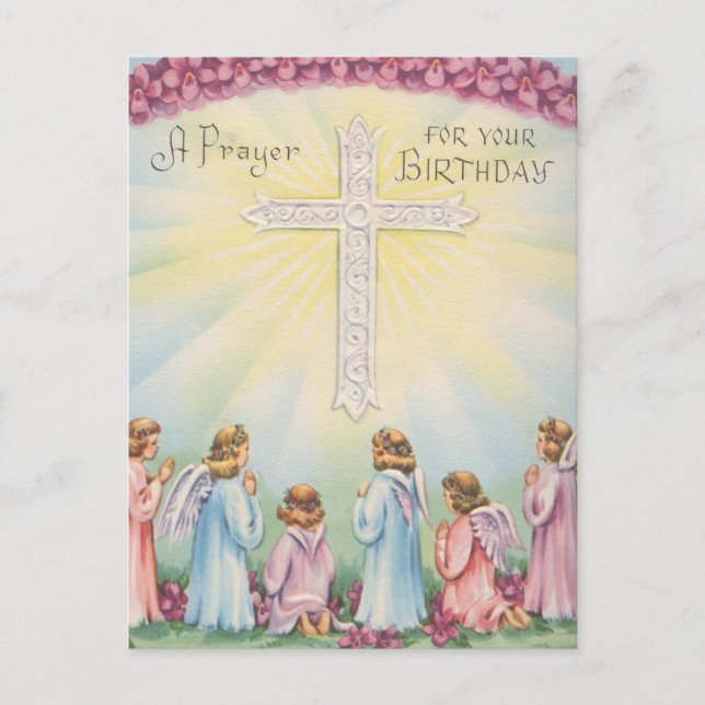 Birthday Prayers From Angels Postcard (Front)