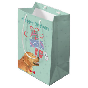 Birthday Presents Golden Retriever Medium Gift Bag