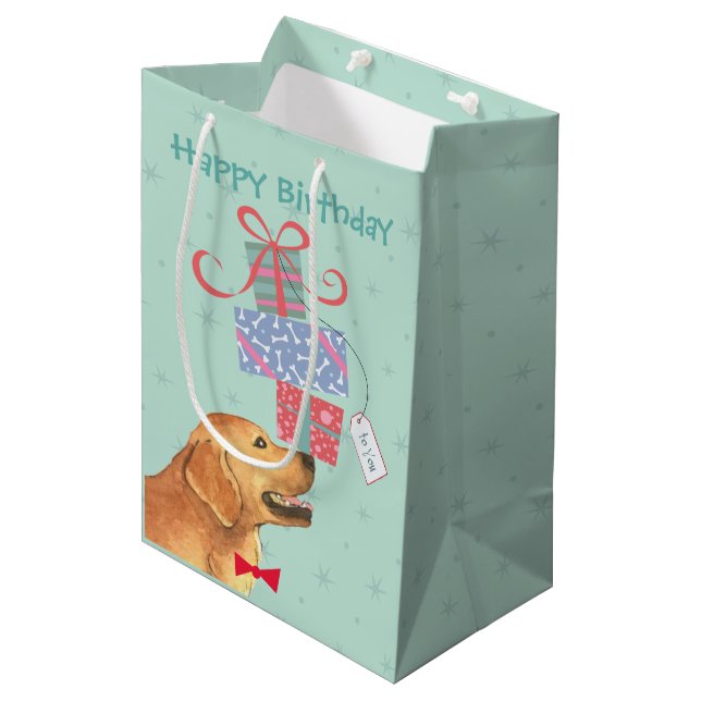 Birthday Presents Golden Retriever Medium Gift Bag (Front Angled)