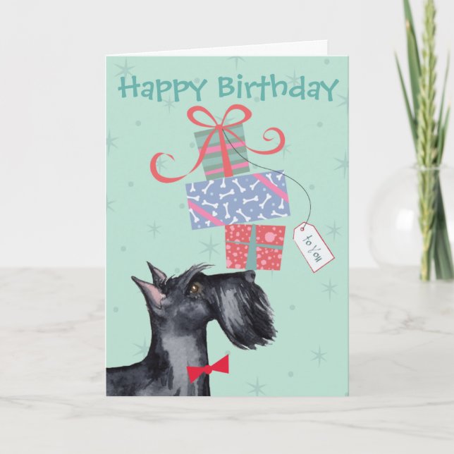Birthday Presents Scottish Terrier Card (Front)
