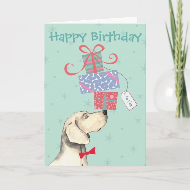 Birthday Presents Weimaraner Greeting Card (Front)