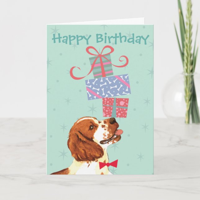 Birthday Presents Welsh Springer Spaniel Card (Front)