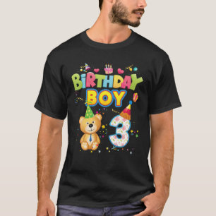 Birthday Prince 3Rd Cute Teddy Bear 3 Year Old Boy T-Shirt