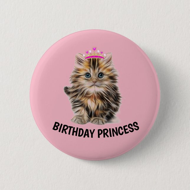 BIRTHDAY PRINCESS CAT BUTTONS (Front)
