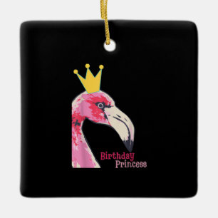 Birthday Princess Girl Flamingo   Cute Flamingo Ceramic Ornament