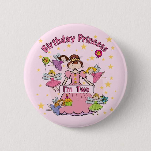 Birthday Princess I'm Two T-shirts and Gifts 2 Inch Round Button (Front)