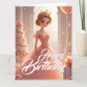Birthday Princess in a Dreamy Pink Gown Card