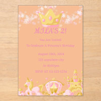 BIRTHDAY PRINCESS INVITATION PEACH COLOR