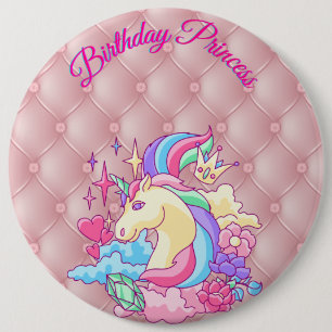 Birthday Princess Unicorn Button