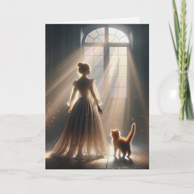 Birthday Princess With a Kitten Card (Front)