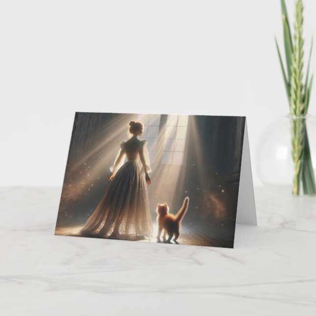 Birthday Princess With a Kitten Card (Front)