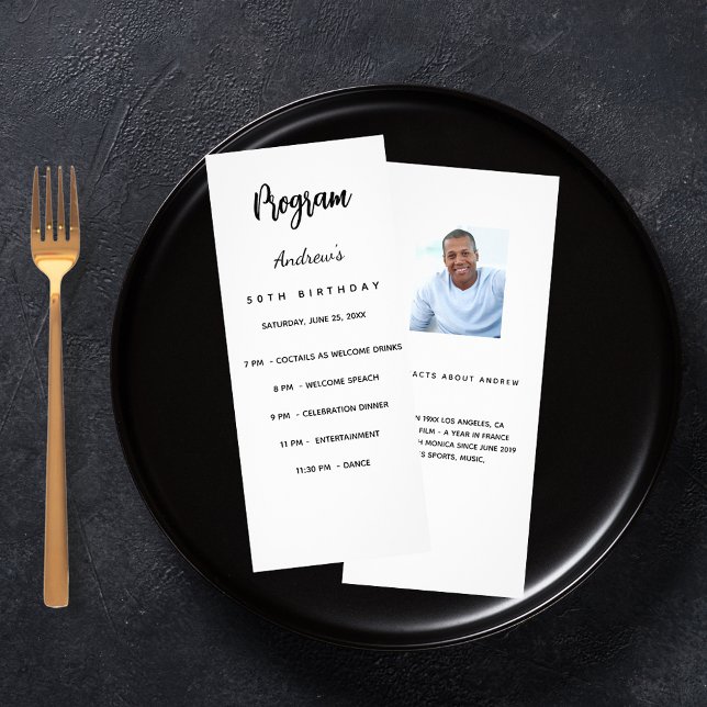 Birthday program black white photo fun facts (Creator Uploaded)