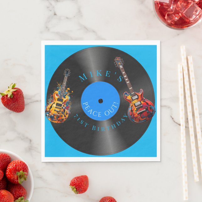 Birthday Psychedelic Electric Guitars Record   Napkin (Insitu)