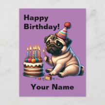 Birthday Pug Customizable Greeting