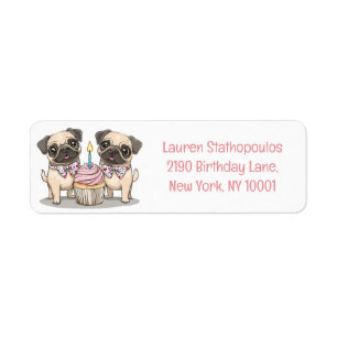 Birthday Pug Dogs Cupcake