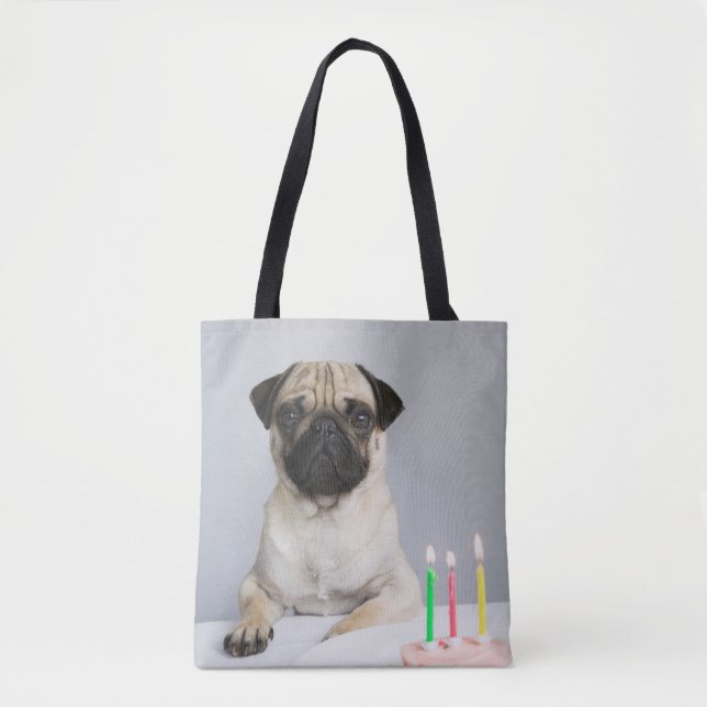 Birthday Pug Tote Bag (Front)