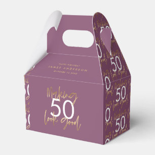 birthday purple and gold simple elegant favor box
