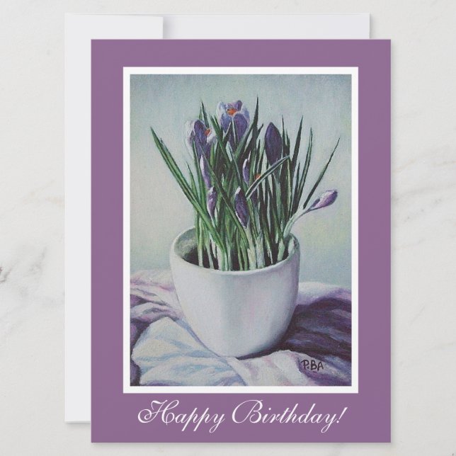 Birthday purple crocuses flowers by Pola.B.Alex  Card (Front)