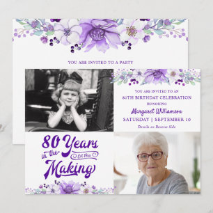 Birthday Purple Floral YEARS IN THE MAKING Invitation