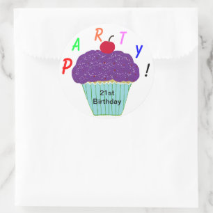 Birthday Purple Frosting Vanilla Cupcake Classic Round Sticker