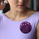 Birthday purple glitter stars custom monogram 1 inch round button<br><div class="desc">For a 21st (or any age) birthday party. A purple background decorated with purple and pink sparkling stars. The purple background colour is uneven. Personalize and add a date , name and age 21. The name is written with a hand lettered style script. Perfect as party favours or as Save...</div>