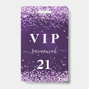 Birthday purple pink vip invitation badge