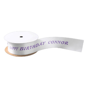 Birthday Purple Ribbon with Name Satin Ribbon