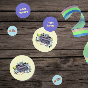 Birthday Purple Typewriter Books paper for Writers Confetti