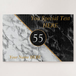 Birthday Puzzle By Year Text Black White Marble