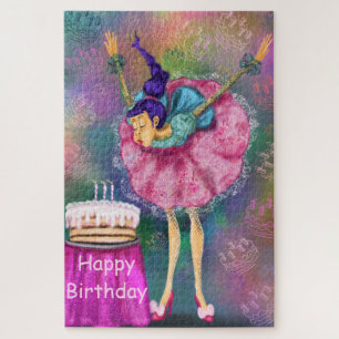 Birthday Puzzle Gift with Girl Blowing Out Candles