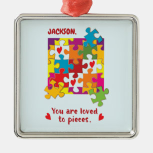 Birthday Puzzle Love to Pieces Metal Ornament