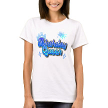 Birthday Queen Gradient Blue 80s Graffiti