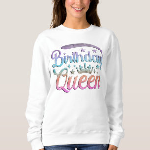Birthday Queen Pastel Ombre Watercolor Crown Sweatshirt